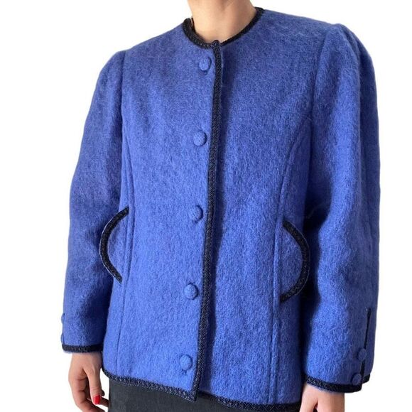 Vintage Donegal Design Purple Mohair Wool Handwoven Irish Cardigan Jacket Sz L - Picture 1 of 8